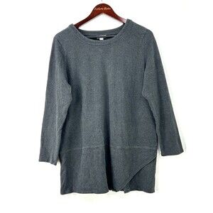 Pure jill Womens Long Sleeve Tunic Knit Cotton Top Dark Gray Size Large 1156E2